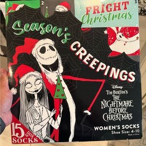 Disney Nightmare Before Christmas Women's Socks - Black and White